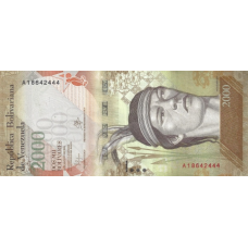 (451) Venezuela P96a - 2000 Bolivares Year 2016 (Different Sign.)